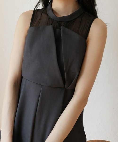 Olu.（オルドット）の「オーガンジードッキングオールインワン（つなぎ/オールインワン・レディース・アイボリー/チャコールグレー・FREE）」の8枚目の写真