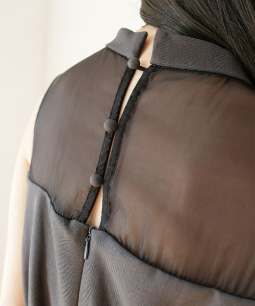 Olu.（オルドット）の「オーガンジードッキングオールインワン（つなぎ/オールインワン・レディース・アイボリー/チャコールグレー・FREE）」の10枚目の写真