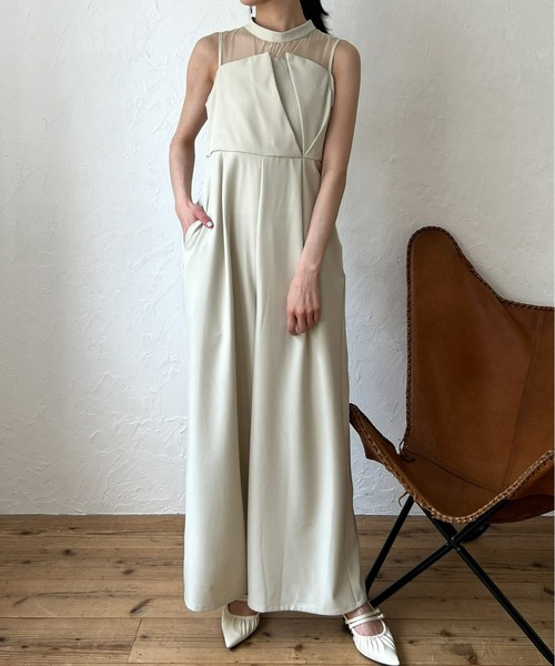 Olu.（オルドット）の「オーガンジードッキングオールインワン（つなぎ/オールインワン・レディース・アイボリー/チャコールグレー・FREE）」の12枚目の写真