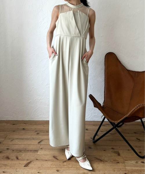 Olu.（オルドット）の「オーガンジードッキングオールインワン（つなぎ/オールインワン・レディース・アイボリー/チャコールグレー・FREE）」の11枚目の写真