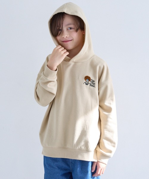 coca（coca）（コカ）の「キッズ　裏毛胸刺繍プルパーカー（パーカー・キッズ・チャコール/ベージュ・150/140/130/120）」の11枚目の写真