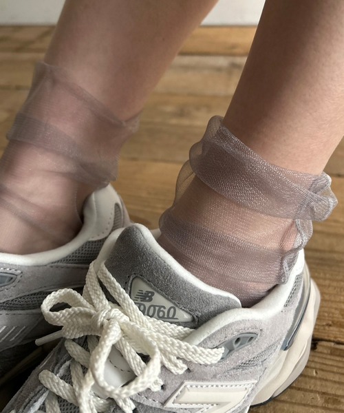 Kotoe（コトエ）の「チュール シースルーソックス シアー靴下（ソックス/靴下・レディース・ホワイト/ピンク/ブラック/グレー・FREE）」の3枚目の写真