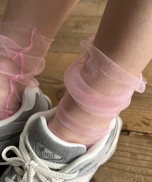 Kotoe（コトエ）の「チュール シースルーソックス シアー靴下（ソックス/靴下・レディース・ホワイト/ピンク/ブラック/グレー・FREE）」の8枚目の写真