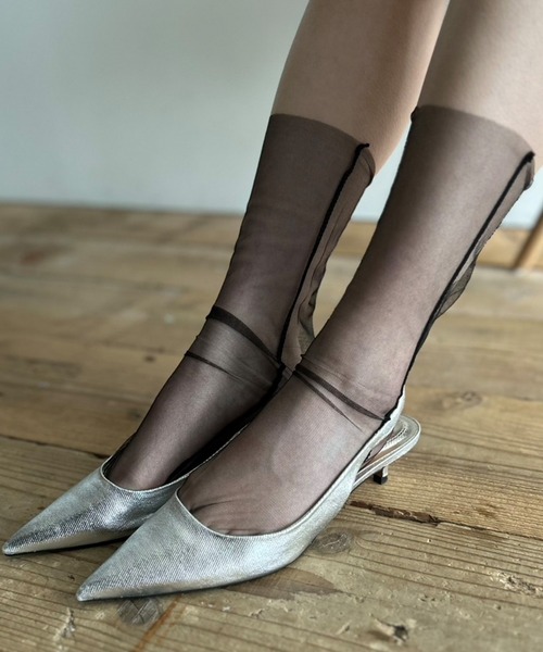 Kotoe（コトエ）の「チュール シースルーソックス シアー靴下（ソックス/靴下・レディース・ホワイト/ピンク/ブラック/グレー・FREE）」の7枚目の写真