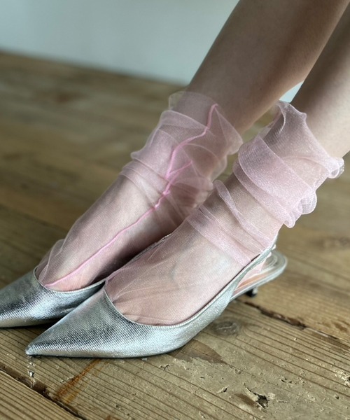 Kotoe（コトエ）の「チュール シースルーソックス シアー靴下（ソックス/靴下・レディース・ホワイト/ピンク/ブラック/グレー・FREE）」の11枚目の写真