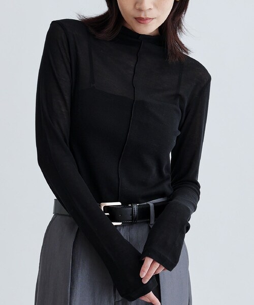 GALLEST（ギャレスト）の「メロウラインシアートップス（Tシャツ/カットソー・レディース・グレー系4/ブラック/ナチュラル/ライトグリーン・38）」の2枚目の写真