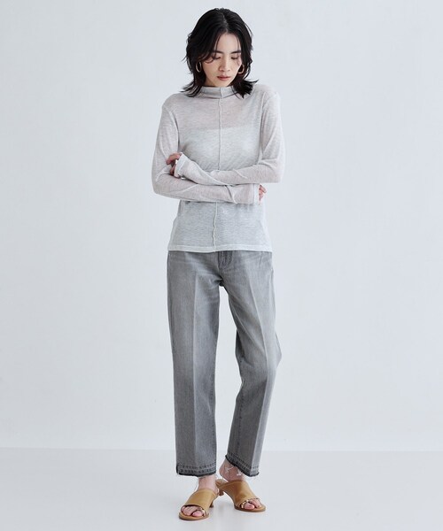 GALLEST（ギャレスト）の「メロウラインシアートップス（Tシャツ/カットソー・レディース・グレー系4/ブラック/ナチュラル/ライトグリーン・38）」の11枚目の写真