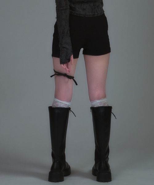 tinkerend(ティンカーエンド)の「Strap Short Pants / ストラップショートパンツ(デニムパンツ・レディース・ブラック・2/1)」の13枚目の写真