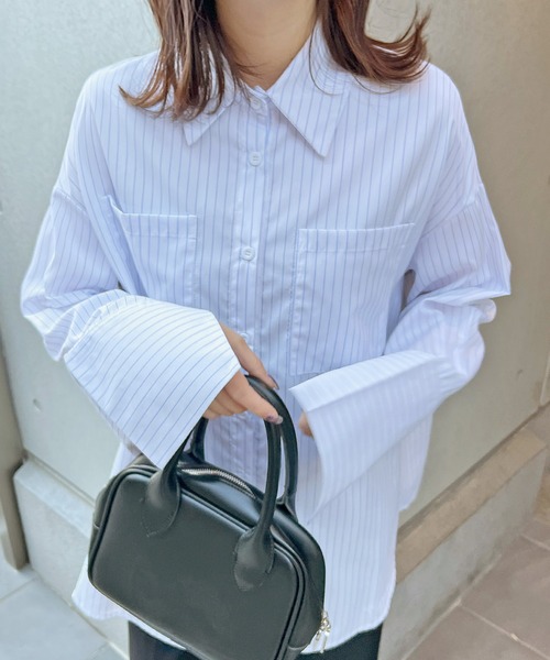 ABYS(アビス)の「BIGポケットオーバーサイズストライプシャツ(シャツ/ブラウス・レディース・ブルー/ホワイト・FREE)」の10枚目の写真