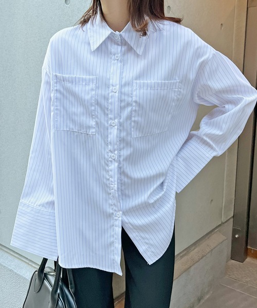 ABYS(アビス)の「BIGポケットオーバーサイズストライプシャツ(シャツ/ブラウス・レディース・ブルー/ホワイト・FREE)」の11枚目の写真