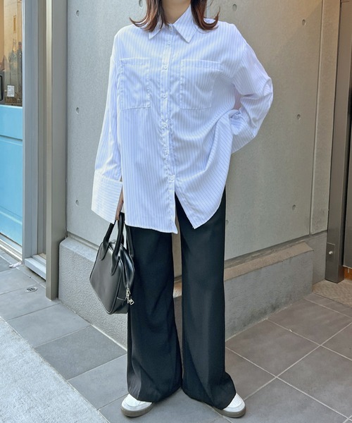 ABYS(アビス)の「BIGポケットオーバーサイズストライプシャツ(シャツ/ブラウス・レディース・ブルー/ホワイト・FREE)」の12枚目の写真