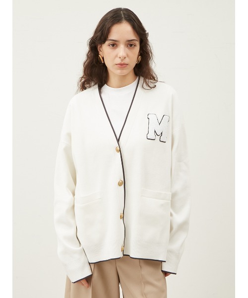 MilaOwen アップリケデザイン金釦Vネックニットカーディガン Mila Owen（ミラオーウェン）の「アップリケデザイン金釦Vネック
