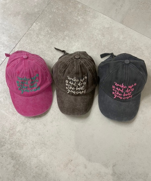 kutir（クティール）の「kutirlune／メッセージ刺繍キャップ（キャップ・レディース・ブラック/ダークブラウン/ピンク・FREE）」の6枚目の写真