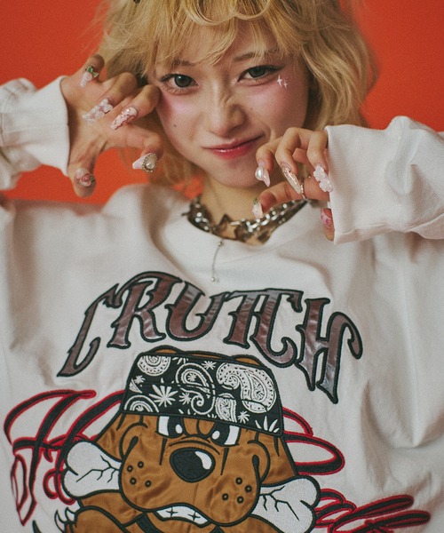 GALFY(ガルフィー)の「『GALFY/ガルフィー』チカーノがるTee(Tシャツ/カットソー・レディース・オレンジ/ブラック/ホワイト・XL/L)」の1枚目の写真