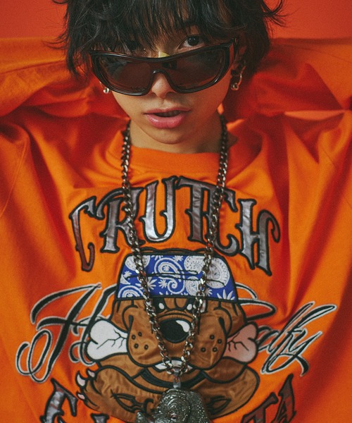 GALFY(ガルフィー)の「『GALFY/ガルフィー』チカーノがるTee(Tシャツ/カットソー・レディース・オレンジ/ブラック/ホワイト・XL/L)」の3枚目の写真