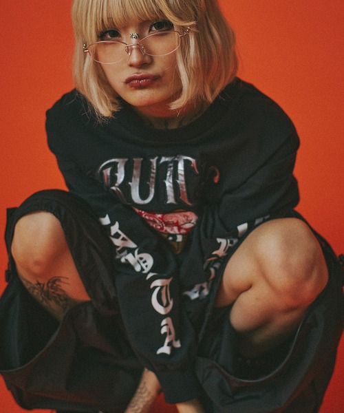 GALFY(ガルフィー)の「『GALFY/ガルフィー』チカーノがるTee(Tシャツ/カットソー・レディース・オレンジ/ブラック/ホワイト・XL/L)」の12枚目の写真