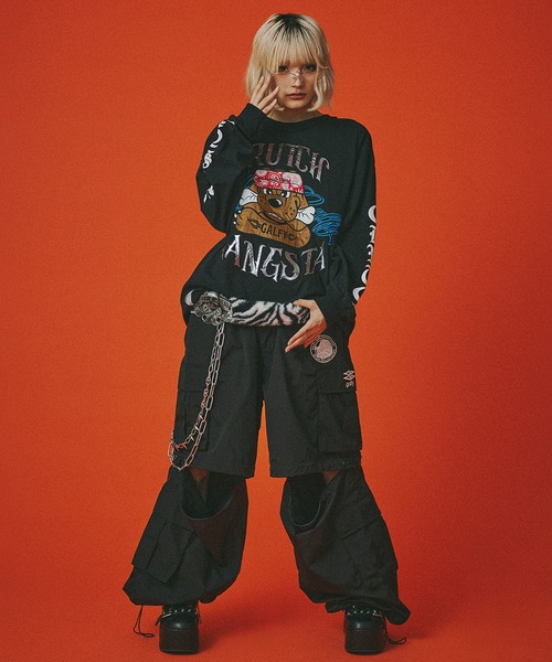 GALFY(ガルフィー)の「『GALFY/ガルフィー』チカーノがるTee(Tシャツ/カットソー・レディース・オレンジ/ブラック/ホワイト・XL/L)」の13枚目の写真
