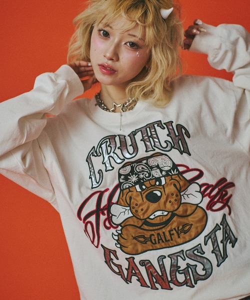 GALFY(ガルフィー)の「『GALFY/ガルフィー』チカーノがるTee(Tシャツ/カットソー・レディース・オレンジ/ブラック/ホワイト・XL/L)」の4枚目の写真