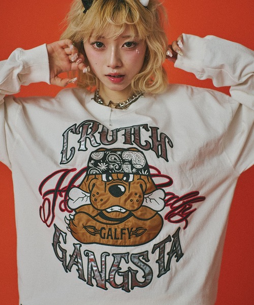 GALFY(ガルフィー)の「『GALFY/ガルフィー』チカーノがるTee(Tシャツ/カットソー・レディース・オレンジ/ブラック/ホワイト・XL/L)」の5枚目の写真