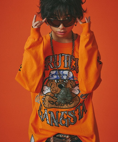 GALFY(ガルフィー)の「『GALFY/ガルフィー』チカーノがるTee(Tシャツ/カットソー・レディース・オレンジ/ブラック/ホワイト・XL/L)」の17枚目の写真