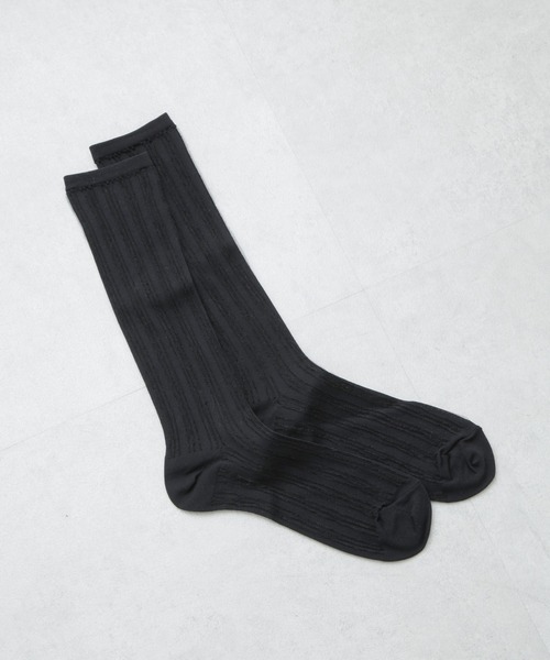 NANO universe（ナノユニバース）の「シアーストライプソックス（ソックス/靴下・レディース・オフホワイト/グレー/ブラック・FREE）」の6枚目の写真