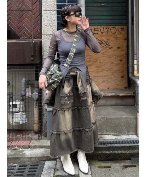 セール】CUT OFF FLARE デニムスカート（デニムスカート）｜LAGUA GEM