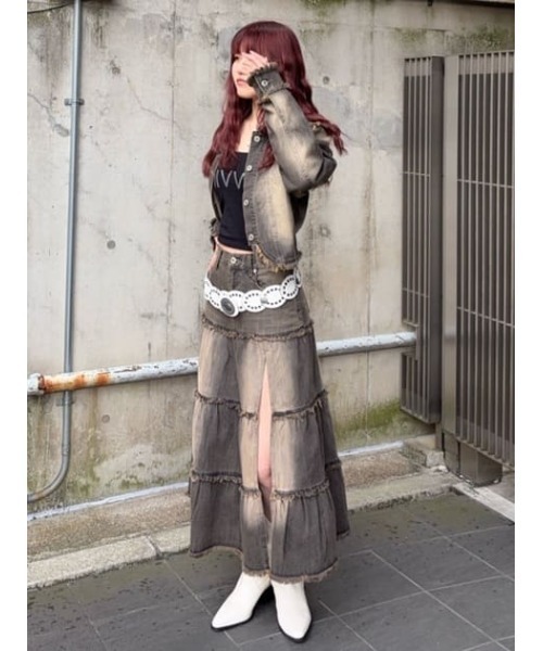 LAGUA GEM（ラグアジェム）の「CUT OFF FLARE デニムスカート（デニム