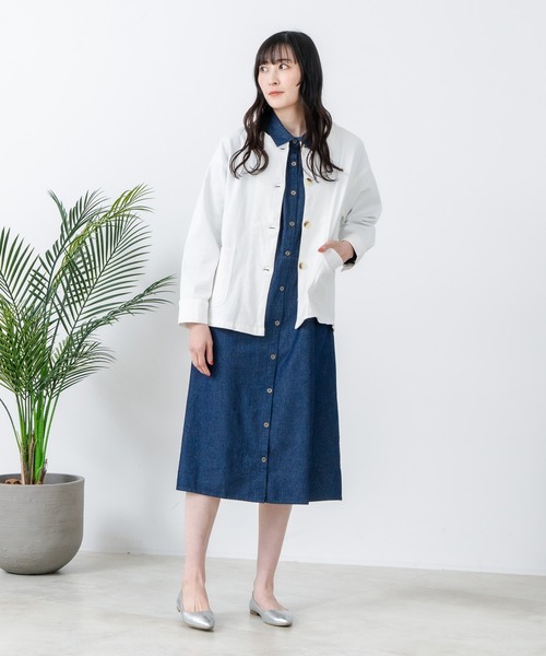fort point（フォーポイント）の「【FORT POINT/フォートポイント】ストレッチノーカラージャケット（ノーカラージャケット・レディース・カーキ/チャコールグレー/オフホワイト・FREE）」の18枚目の写真