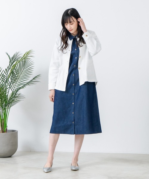 fort point（フォーポイント）の「【FORT POINT/フォートポイント】ストレッチノーカラージャケット（ノーカラージャケット・レディース・カーキ/チャコールグレー/オフホワイト・FREE）」の20枚目の写真