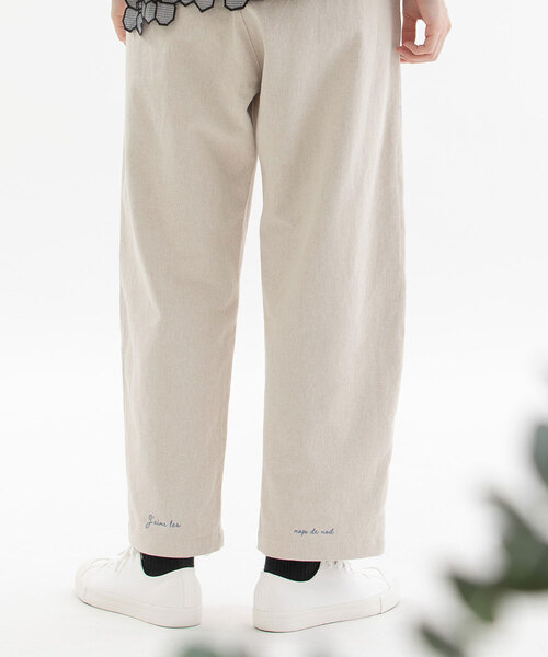 nop de nod（ノップドゥノッド）の「コットンリネンバックヘムロゴパンツ（その他パンツ・レディース・ブラック/インディゴブルー/キナリ・M）」の8枚目の写真