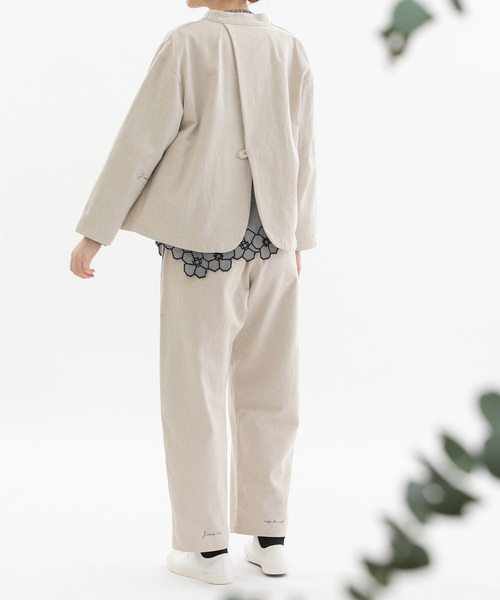 nop de nod（ノップドゥノッド）の「コットンリネンバックヘムロゴパンツ（その他パンツ・レディース・ブラック/インディゴブルー/キナリ・M）」の12枚目の写真