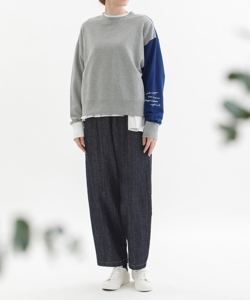nop de nod（ノップドゥノッド）の「コットンリネンバックヘムロゴパンツ（その他パンツ・レディース・ブラック/インディゴブルー/キナリ・M）」の14枚目の写真