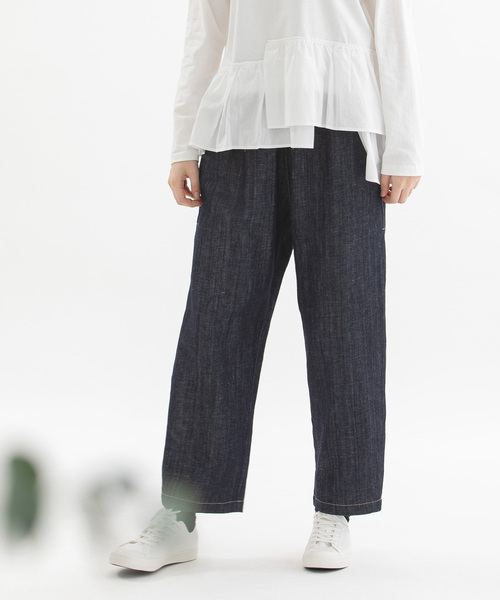 nop de nod（ノップドゥノッド）の「コットンリネンバックヘムロゴパンツ（その他パンツ・レディース・ブラック/インディゴブルー/キナリ・M）」の15枚目の写真