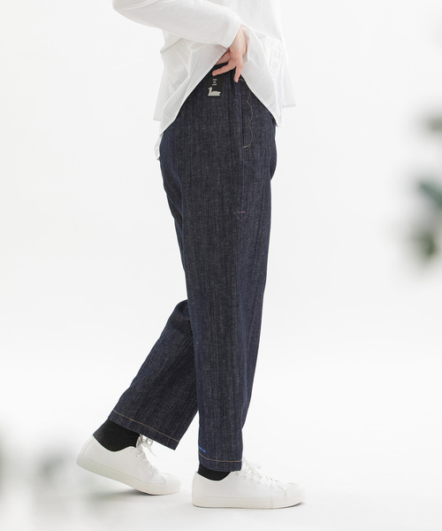 nop de nod（ノップドゥノッド）の「コットンリネンバックヘムロゴパンツ（その他パンツ・レディース・ブラック/インディゴブルー/キナリ・M）」の16枚目の写真