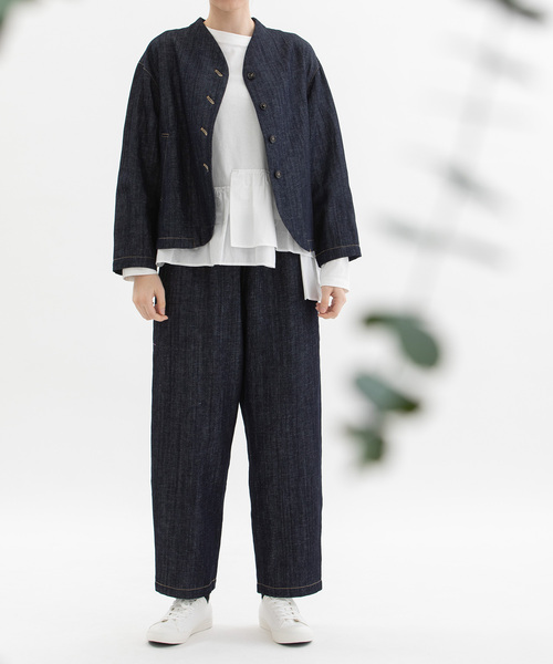 nop de nod（ノップドゥノッド）の「コットンリネンバックヘムロゴパンツ（その他パンツ・レディース・ブラック/インディゴブルー/キナリ・M）」の19枚目の写真