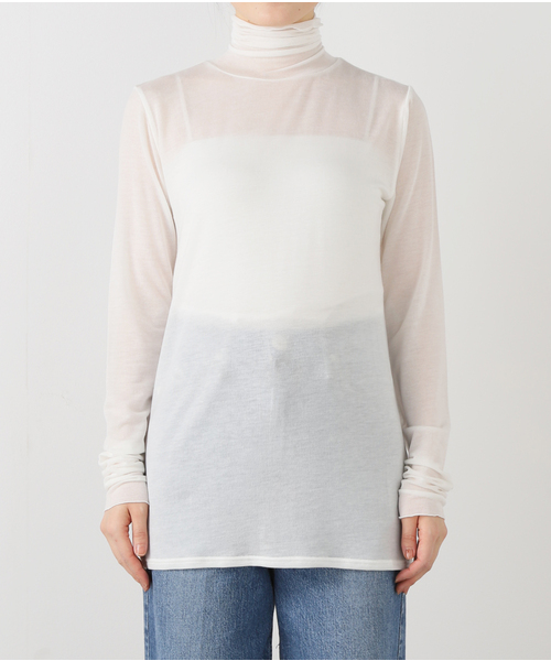 JOURNAL STANDARD LUXE（ジャーナルスタンダード　ラックス）の「シアージャージ タートルネックプルオーバー（Tシャツ/カットソー・レディース・ホワイト/ブラック/イエロー・FREE）」の7枚目の写真