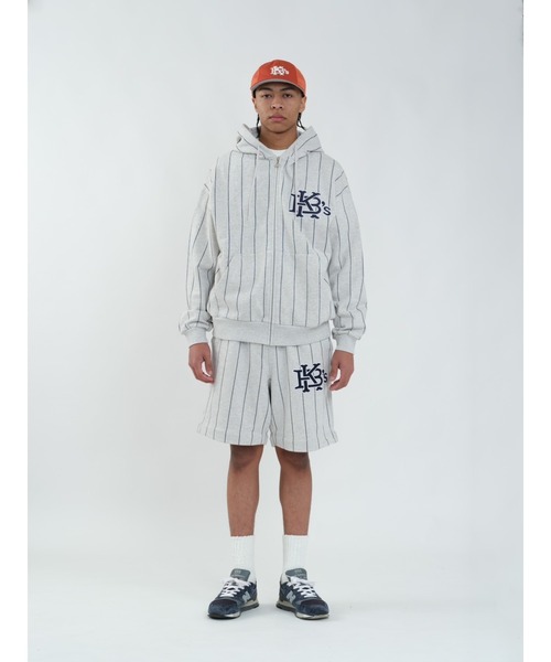 KEBOZ セットアップ　パーカー　パンツ ストライプ　縦縞 セットアップ パーカー ジップアップパーカ 縦縞スウェット