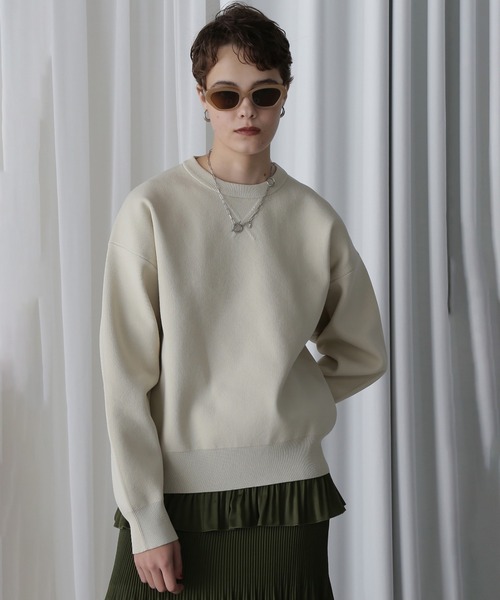 ROSE BUD(ローズバッド)の「スウェットライクニット(ニット/セーター・レディース・ブラック/ホワイト/ブルー・ONE SIZE)」の4枚目の写真