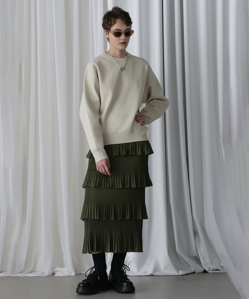 ROSE BUD(ローズバッド)の「スウェットライクニット(ニット/セーター・レディース・ブラック/ホワイト/ブルー・ONE SIZE)」の8枚目の写真