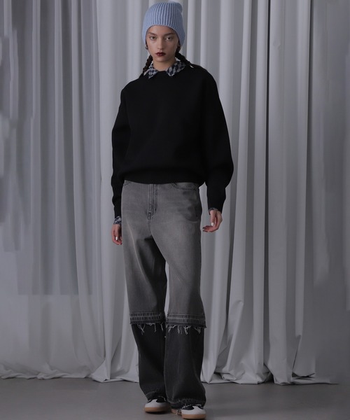 ROSE BUD(ローズバッド)の「スウェットライクニット(ニット/セーター・レディース・ブラック/ホワイト/ブルー・ONE SIZE)」の13枚目の写真