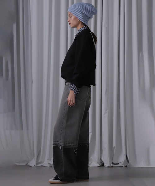 ROSE BUD(ローズバッド)の「スウェットライクニット(ニット/セーター・レディース・ブラック/ホワイト/ブルー・ONE SIZE)」の14枚目の写真