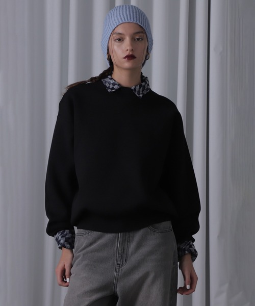 ROSE BUD(ローズバッド)の「スウェットライクニット(ニット/セーター・レディース・ブラック/ホワイト/ブルー・ONE SIZE)」の16枚目の写真