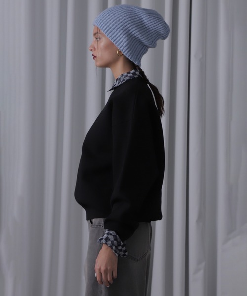 ROSE BUD(ローズバッド)の「スウェットライクニット(ニット/セーター・レディース・ブラック/ホワイト/ブルー・ONE SIZE)」の17枚目の写真