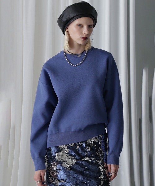 ROSE BUD(ローズバッド)の「スウェットライクニット(ニット/セーター・レディース・ブラック/ホワイト/ブルー・ONE SIZE)」の20枚目の写真