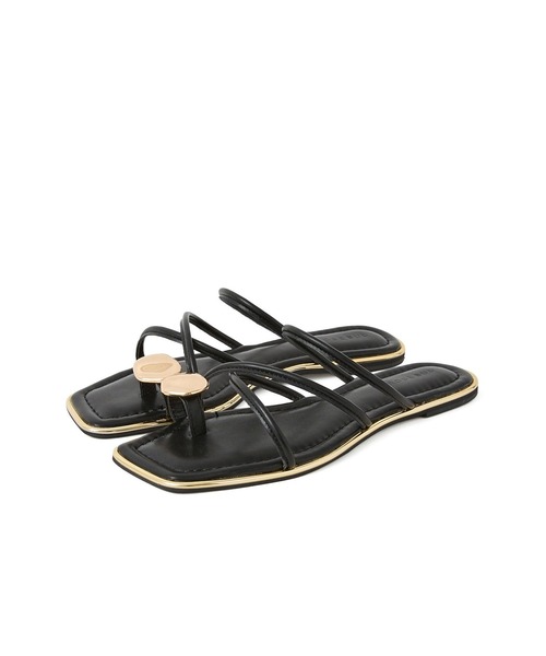 新品未使用 ROSE BUDローズバッド 革サンダル ブラック 日本製 36 セール】strap flat sandal（サンダル）｜ROSE BUD（ローズ
