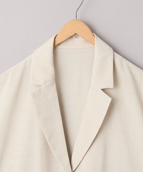 coen（コーエン）の「リネンタッチ ポリエステル ハーフスリーブ ジャケット（セットアップ対応）（テーラードジャケット・レディース・ナチュラル/ブラック・FREE）」の17枚目の写真
