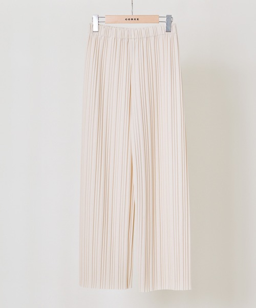 GORGE（ゴージ）の「《美脚×リラックス》レディース ゆるプリーツワイドパンツ ウエストゴム 体型カバー 春夏秋冬（その他パンツ・レディース・アイボリー/ブラック/ホワイト×ブラック/ゼブラ/ブラック×ホワイト/チャコール・M）」の2枚目の写真