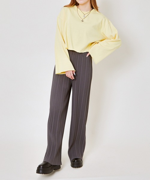 GORGE（ゴージ）の「《美脚×リラックス》レディース ゆるプリーツワイドパンツ ウエストゴム 体型カバー 春夏秋冬（その他パンツ・レディース・アイボリー/ブラック/ホワイト×ブラック/ゼブラ/ブラック×ホワイト/チャコール・M）」の13枚目の写真