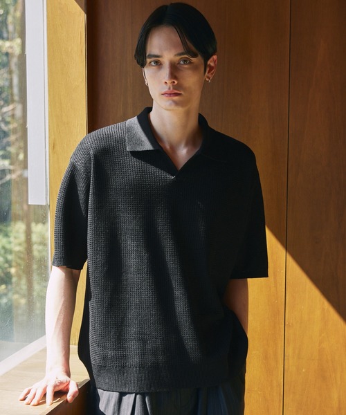 LOEWE コットンシルク スキッパーニットポロシャツ M LUENNA】 Skipper Knit Polo Shirt / スキッパー ニットポロシャツ