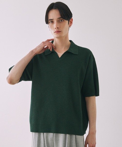 LUENNA】 Skipper Knit Polo Shirt / スキッパー ニットポロシャツ
